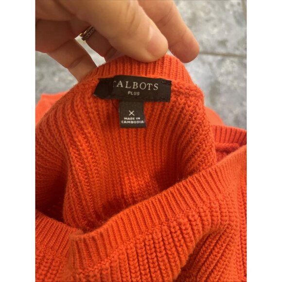 Talbots Sweater Women’s Size X Orange Plus‎ Knit 100% Prima Cotton Colorful Cozy - Picture 3 of 8